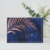 PixDezines UAWG, Palmfronten | Imitate Rose Gold RSVP Karte (Stehend Vorderseite)