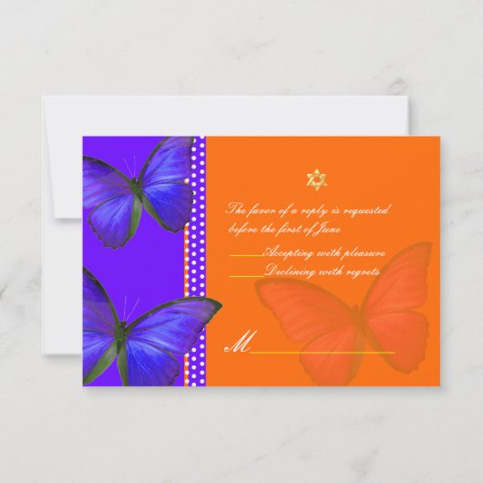 PixDezines uAwg/Papillon/Cobalt, Bat Mitzvah RSVP Karte (Rückseite)