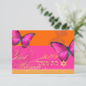 PixDezines uAwg/Papillon/Fuschia, Bat Mitzvah RSVP Karte (Stehend Vorderseite)