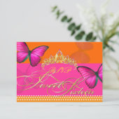 PixDezines uAwg/Papillon/Fuschia, süß 16 RSVP Karte (Stehend Vorderseite)