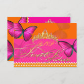 PixDezines uAwg/Papillon/Fuschia, süß 16 RSVP Karte (Vorne/Hinten)