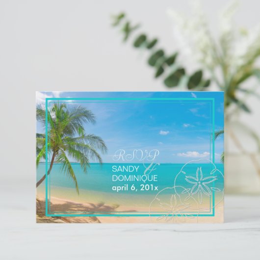 PixDezines uAwg paradies/Tropical+Beach+Palmen RSVP Karte (Stehend Vorderseite)