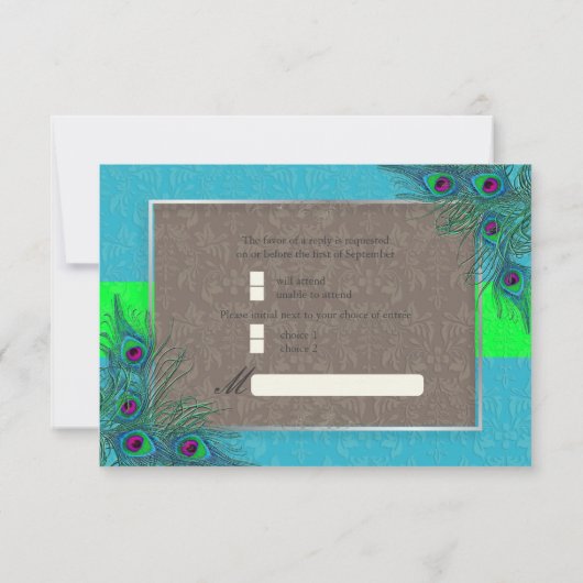 PixDezines uAwg Peacock Charm RSVP Karte (Rückseite)