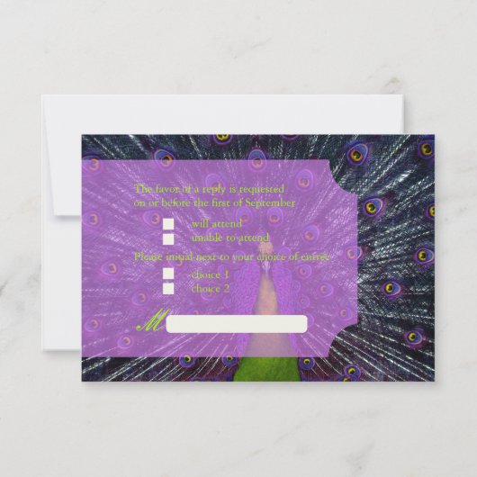 PixDezines uAwg Peacock Feather RSVP Karte (Rückseite)