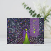 PixDezines uAwg Peacock Feather RSVP Karte (Stehend Vorderseite)