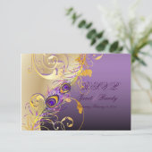 PixDezines uAwg Peacock , Filigree+Wirbel/DIY-Text RSVP Karte (Stehend Vorderseite)