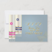 PixDezines UAWG Pink/BlueTallits/B'nai Mitzvah RSVP Karte (Rückseite)