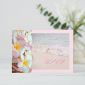 PixDezines UAWG PINK PLUMERIA/BEACH/DIY trim RSVP Karte (Stehend Vorderseite)