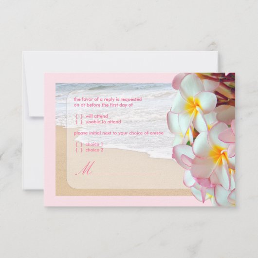 PixDezines UAWG PINK PLUMERIA/BEACH/DIY trim RSVP Karte (Rückseite)