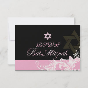 PixDezines uAwg pink Wirbel/Bat Mitzvah Einladung