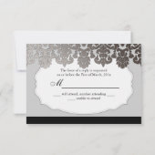 PixDezines uAwg platinflora-Damast-/Degenfarben RSVP Karte (Rückseite)
