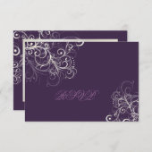 PixDezines uAwg plum+Perl-Wirbel RSVP Karte (Vorne/Hinten)