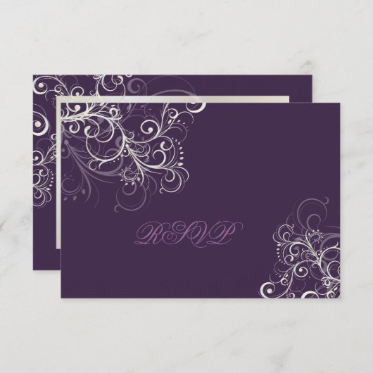 PixDezines uAwg plum+Perl-Wirbel RSVP Karte (Vorne/Hinten)