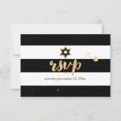PixDezines uAwg schwarz/weiß/Streifen Bar mitzvah RSVP Karte (Vorderseite)