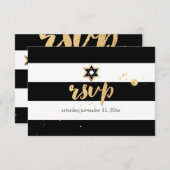 PixDezines uAwg schwarz/weiß/Streifen Bar mitzvah RSVP Karte (Vorne/Hinten)