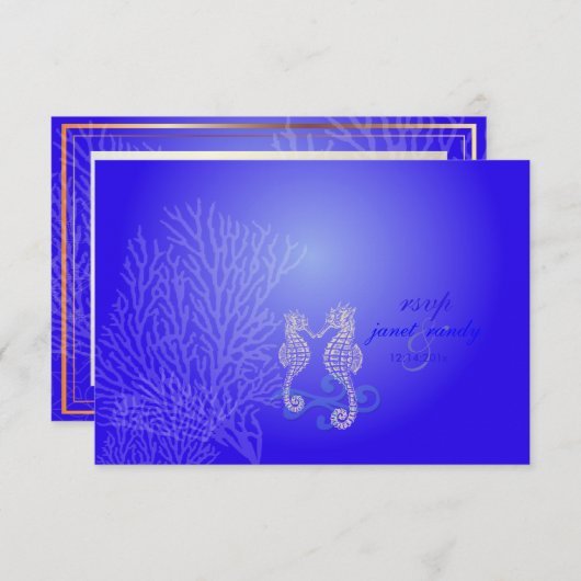 PixDezines uAwg Seepferd, Kobaltblau, Party am Str RSVP Karte (Vorne/Hinten)