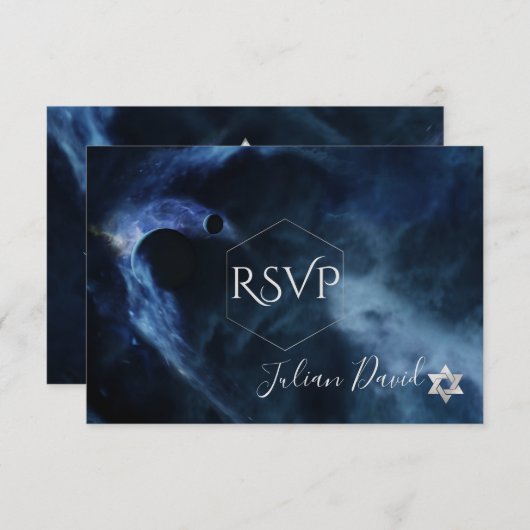 PixDezines UAWG Space Bar Mitzvah ✡ RSVP Karte (Vorne/Hinten)