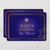 PixDezines uAwg Star, Bar Mitzvah/Marineblau+gold Einladung (Vorne/Hinten)