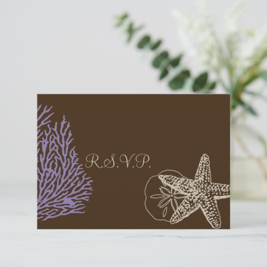 PixDezines uAwg Starfish+lila Korallen/DIY-Farbe RSVP Karte (Stehend Vorderseite)