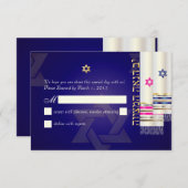 PixDezines UAWG Tallits B'nai Mitzvah/Farbton RSVP Karte (Vorne/Hinten)