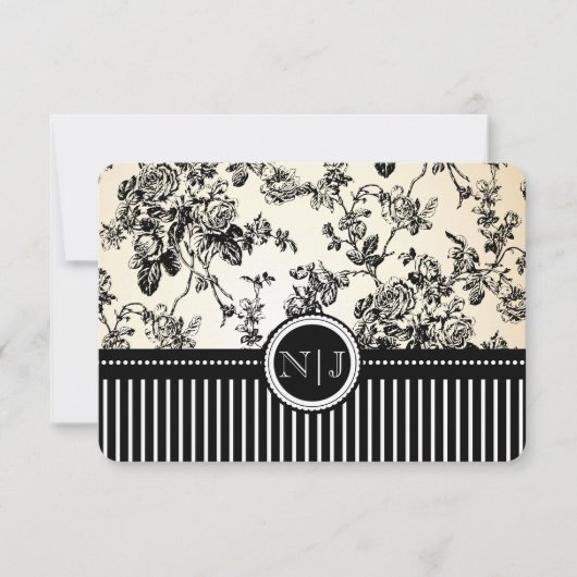 PixDezines uAwg toile/Rose/schwarz RSVP Karte (Vorderseite)