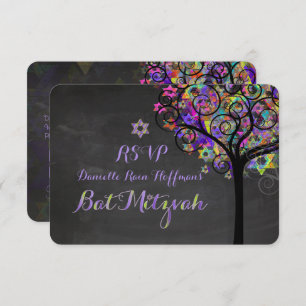 PixDezines uAwg tree Bat Mitzvah Einladung