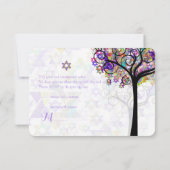 PixDezines UAWG TREE DES LEBENS BAT MITZVAH/LILA RSVP Karte (Rückseite)