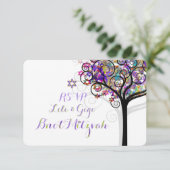PixDezines UAWG TREE DES LEBENS Bnot MITZVAH/LILA Einladung (Stehend Vorderseite)