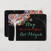 PixDezines uAwg tree of life Bat Mitzvah/Bar RSVP Karte (Vorne/Hinten)