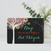 PixDezines uAwg tree of life Bat Mitzvah/Bar RSVP Karte (Stehend Vorderseite)