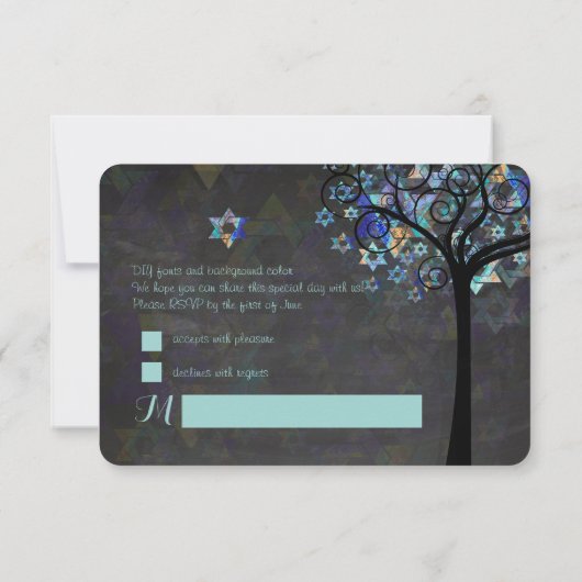 PixDezines UAWG Tree of Life Mitzvah/Chalkboard RSVP Karte (Rückseite)