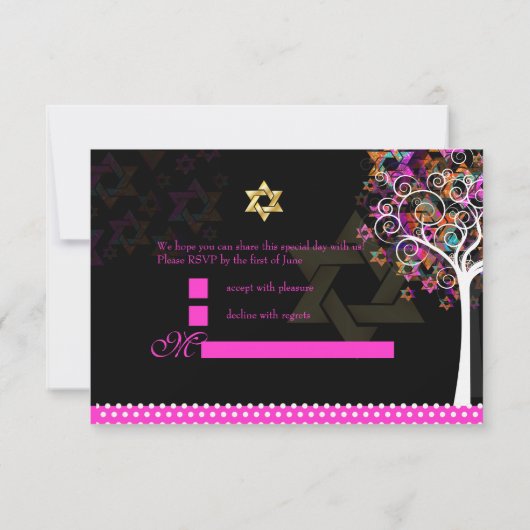 PixDezines uAwg tree of life/Stars, Bat Mitzvah Einladung (Rückseite)