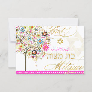 PixDezines uAwg tree von Leben/Blumen, Bat Mitzvah RSVP Karte