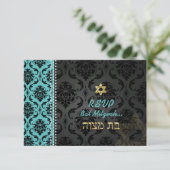 PixDezines uAwg Vendome Damask/DIY color/Mitzvah RSVP Karte (Stehend Vorderseite)