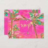 PixDezines UAWG Vintag Hawaiian Beach/Pink RSVP Karte (Vorne/Hinten)