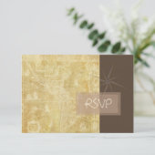 PixDezines uAwg Vintag Nautische Karte+Kompass RSVP Karte (Stehend Vorderseite)