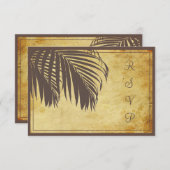 PixDezines uAwg Vintag Palmfronten/Strand/braun RSVP Karte (Vorne/Hinten)