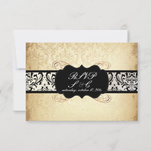 PixDezines uAwg Vintag Rossi Damask, Champagne RSVP Karte