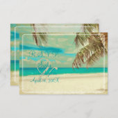 PixDezines uAwg Vintager Strand, tropisches Paradi RSVP Karte (Vorne/Hinten)