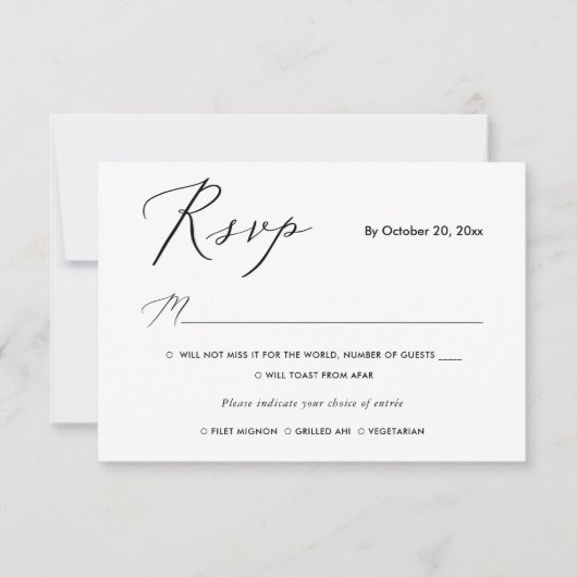 PixDezines UAWG w/Mahlzeiten, Elegante Kalligraphi RSVP Karte (Vorderseite)