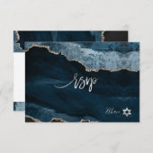 PixDezines UAWG Watercolor Agate Bar Mitzvah ✡ RSVP Karte (Vorne/Hinten)