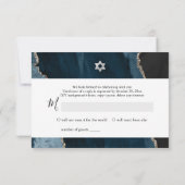 PixDezines UAWG Watercolor Agate Bar Mitzvah ✡ RSVP Karte (Rückseite)