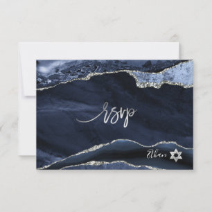 PixDezines UAWG Watercolor Agate Bar Mitzvah ✡ RSVP Karte