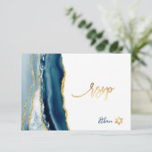 PixDezines UAWG Watercolor Agate Bar Mitzvah ✡ RSVP Karte (Stehend Vorderseite)