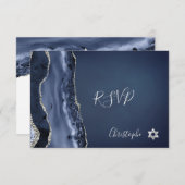PixDezines UAWG Watercolor Agate Bar Mitzvah ✡ RSVP Karte (Vorne/Hinten)