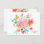 PixDezines UAWG Watercolor Blume Bat Mitzvah ✡ RSVP Karte (Vorne/Hinten)