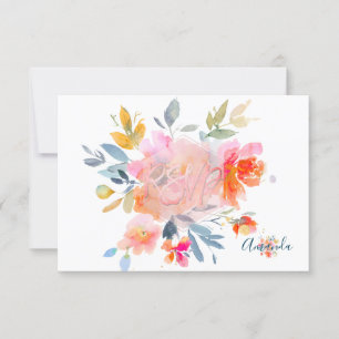 PixDezines UAWG Watercolor Blume Bat Mitzvah ✡ RSVP Karte