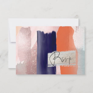 PixDezines UAWG Watercolor Farbblock Navy Blush RSVP Karte