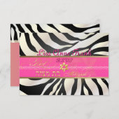 PixDezines uAwg Zebra, Bat Mitzvah/DIY farbschwarz RSVP Karte (Vorne/Hinten)