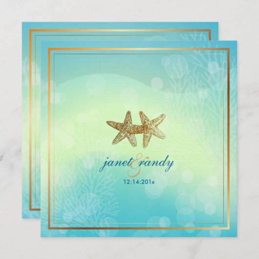 PixDezines unter Meer/Strand+Seesterne+Korallen Einladung (Vorne/Hinten)
